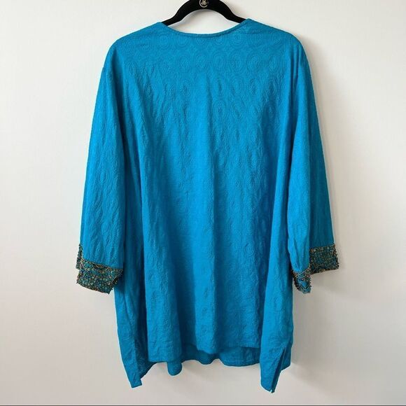 Ulla Popken beaded embroidered tunic blouse art to wear boho women’s plus size 2 - Picture 6 of 7